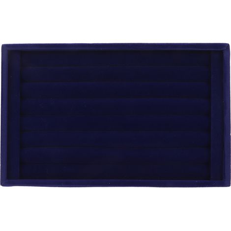 Plateau de présentation pour boucles d'oreilles 7 emplacements, organisateur de bijoux multifonctionnel en velours bleu gain de place (1/5)