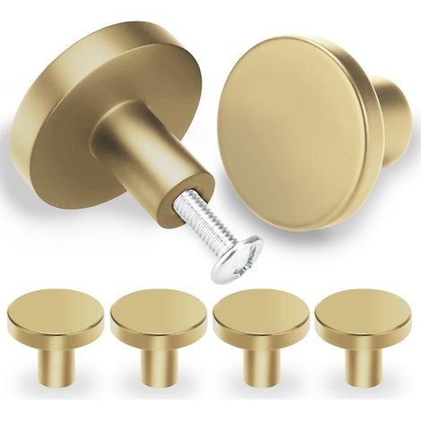 6 Pièces Poignee Meuble Dorée 30 25 mm Boutons de Porte Boutons de Tiroir Meuble Bouton Armoire Ronds Poignees en Porte en Cuisine pour Décor Commode Armoire Meuble Porte Placard avec Vis (1/5)