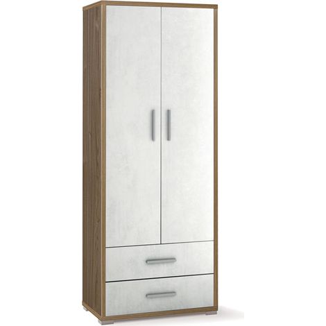 Mobile 2 Ante 2 Cassetti 71L x 41P x h182 – Finitura Legno Noce e Bianco Opaco – Sarmog (1/2)