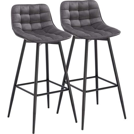Tabouret de bar avec repose-pieds lot de 2 pièces gris foncé
