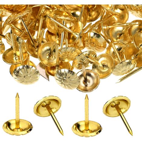 500 Pièces Clous de Tapissier, Robuste 17X11 MM Bronze Clous Tapissier Décoratifs Clou Rétro DIY Clous d'Ameublement pour Meubles Canapés Fauteuils Lits Chaises Vintage Decoratif, Or (1/5)