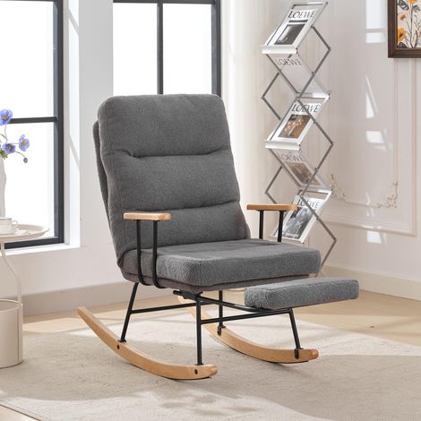 Fauteuil à bascule confortable, hauteur 100 cm, largeur d'assise 58 cm, avec réglage de la hauteur par gravité, repose-pieds manuel, fonction d'inclinaison stable et antidérapante, fauteuil à bascule,