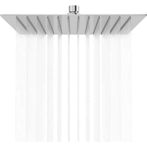 Geworzi Pommeau de douche pluie carré 20x20cm,acier inoxydable 304, rotatif 360°, buses autonettoyantes, effet pluie haute pression