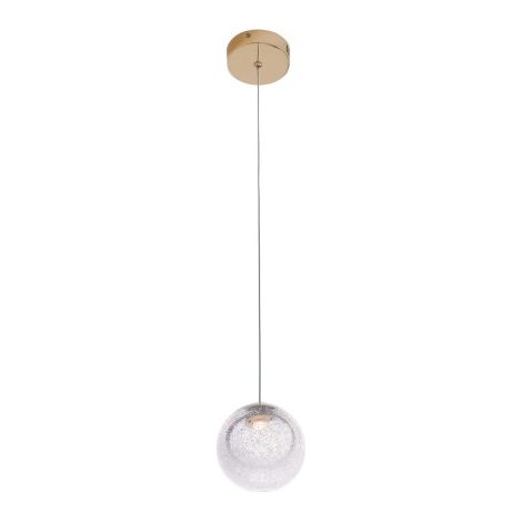 Suspension dorée boule verre bulles LED 1,5W Maxlight