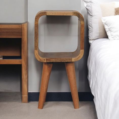 Chevet en bois massif Extra Minimalist Minimaliste ouvert courbé en chêne, fente ouverte, marron (1/5)