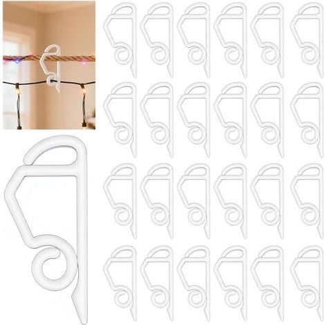 130 Pcs Crochets de Gouttière Noël, Clip Guirlande Lumineuse pour Intérieur et Extérieur, Crochet Lumière de Noël Résistant aux Intempéries pour la Décoration de Noël(Blanc) (1/5)