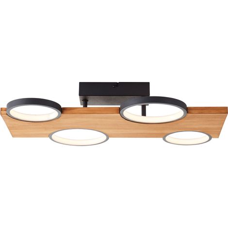 Brilliant Lampe Cheesy LED Deckenleuchte 55x35cm matt schwarz/holz Metall/Holz braun 28 W LED integriert