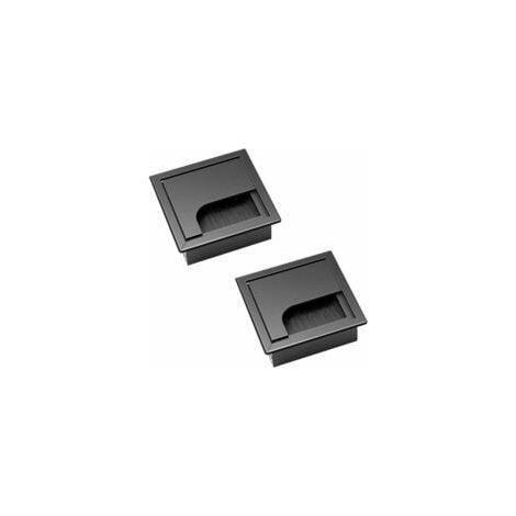 Versenkte Kabeldurchführungen für Schreibtische, 2 Stück, aus Aluminiumlegierung, 80 mm x 80 mm, mit Bürstendichtung, für die Kabelaufbewahrung und -organisation im Büro, robustes und langlebiges Büro (1/5)
