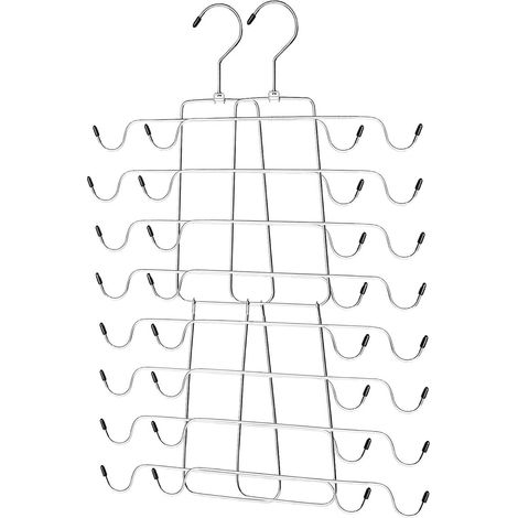 Cintre Pliant Pour Hauts Sans Manches - Acier Inoxydable Poli - 16 Crochets - Gain De Place 50 % - Pour Sous-vêtements Maillots Et Accessoires - 2 Pièces