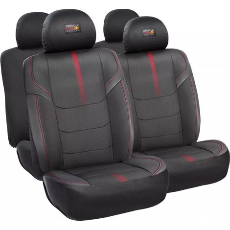 set 4 pezzi coprisedile auto redbull "powerbar" nero e rosso