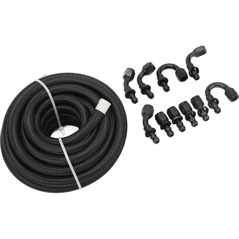 Kit de conduite de carburant universel en nylon et acier inoxydable noir, complet avec 10 connecteurs, compatible avec les voitures. (1/5)