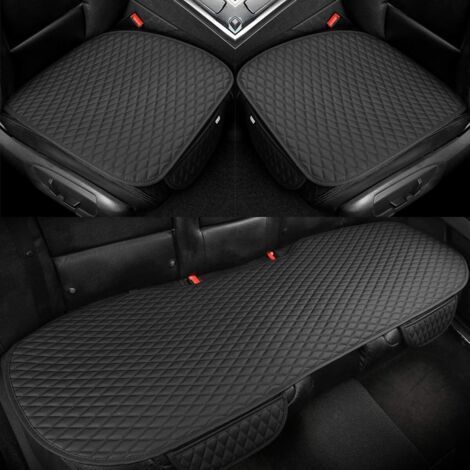 1 Ensemble Housses De Siège Auto, Cuir PU, Tapis Avant Et Arrière, Universel, Noir, Pour Berline Suv Pickup (1/5)
