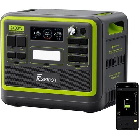 FOSSIBOT F2400 Batteria LiFePO4 Generatore Elettrico -2048Wh 2400W Centrale Elettrica Portatile Stazione Energetica-Camping RV UPS-APP