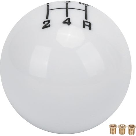 Testa del pomello del cambio M12x1.25 Resistente all'usura a 5 velocità con 3 adattatori Accessorio universale per automobili(Bianco) (1/5)