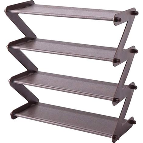 Étagère à chaussures à 4 niveaux en forme de Z rangement de chaussures en tissu non tissé pour bottes baskets talons hauts pantoufles sandales appartements (1/5)