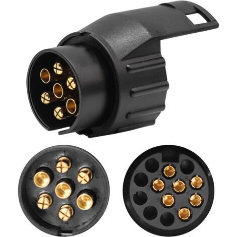 Adaptateur Remorque 7 vers 13 Broches Prise Remorque 7 Broches pour Remorque de Voiture, Tracteur, Caravane, Porte-Vélo（1PC)