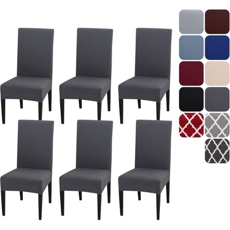 Elastische Stuhlhussen, 6er-Set, universell, abnehmbar und waschbar