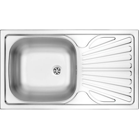 Lavello cucina a incasso in acciaio inox con 1 vasca e gocciolatoio 76x43.5 cm finitura satinato - Telivo