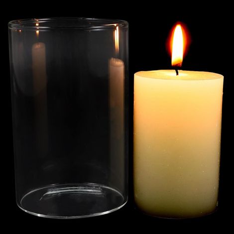 Festive Table Candle in Glass Cup, White, Simple Shape (1/5)