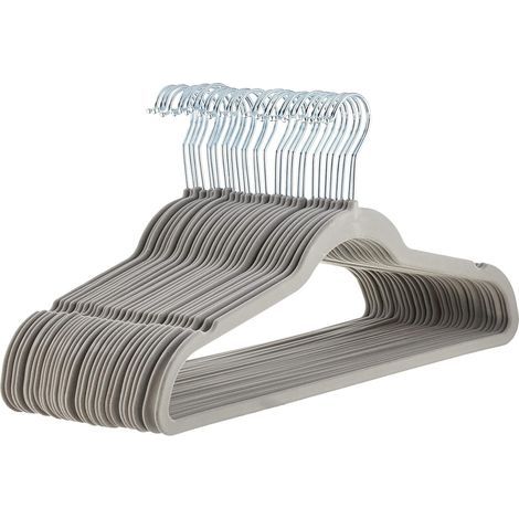 Grucce sottili in velluto antiscivolo Amazon Basics, grigio/argento, confezione da 30 (1/5)