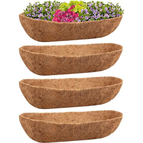 Trough Replacement Natural Coconut Fibre Liners for Planters, Window Baskets, Railings (4, 30inch) (1/5)