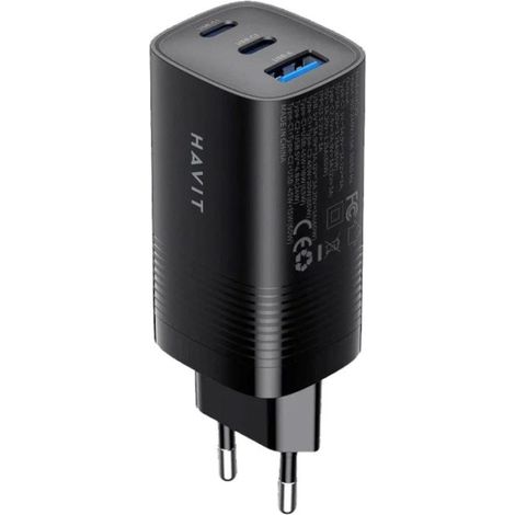 Havit UC20 - GaN 65 W three-port travel charger. black (1/5)