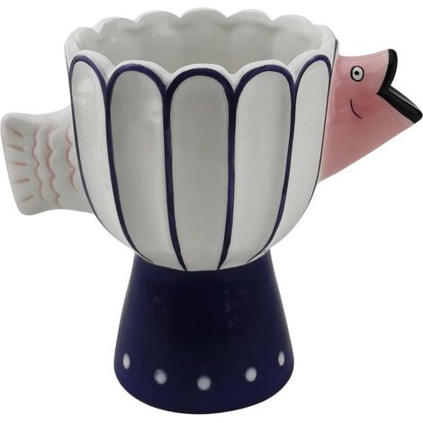 Vase Décoratif en Forme de Poisson en Dolomite Coloris Bleu Blanc Rose 21 x 13,5 x 18 cm - PANGIVO (1/5)