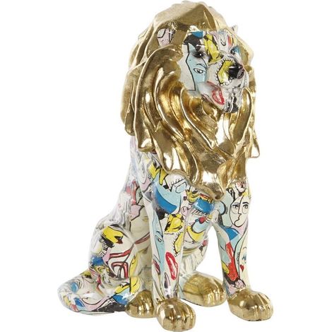 DKD Home Decor Figurine Lion Doré Résine Moderne (1/6)