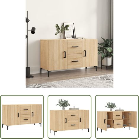 vidaXL Metallbeine - Sideboard Sonoma-Eiche 100x36x60 cm Holzwerkstoff (1/5)