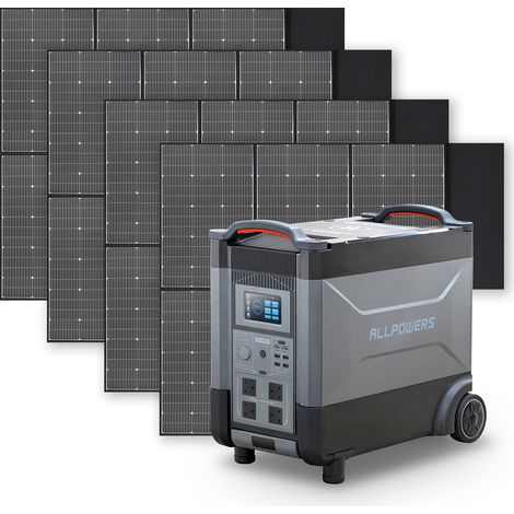 Home Battery Power Station LiFePO4 3600Wh, Voice Control With 4Pcs 600W Solar Panel For Home Backup Outdoor  ALLPOWERS R4000 (1/5)