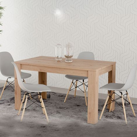 Mesa Fija Luarca, 6 Plazas, Tapa Efecto Listonado, Forma Rectangular, 135x80x76h cm Marrón Roble Nudos (1/5)