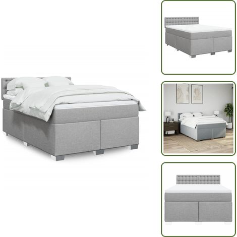 Colchón ensacado - vidaXL Cama box spring con colchón tela gris claro 140x190 cm - Cama de muelles