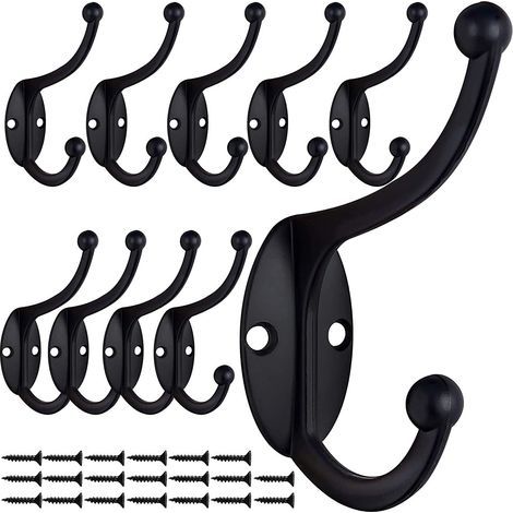 Black - 10 Pcs Retro Hook Coat Rack Vintage Wall Mounted Metal Door Hook for Bathroom Kitchen Bedroom Hallway (1/5)
