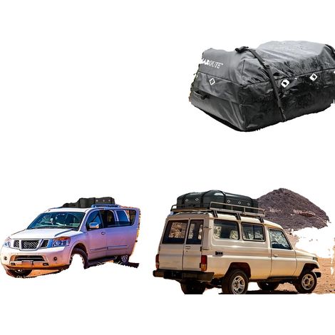 Borsa da tetto per auto, capacità 15 piedi cubi, materiale impermeabile, tappetino antiscivolo, 8 ganci per portiere, borsa portaoggetti (1/5)