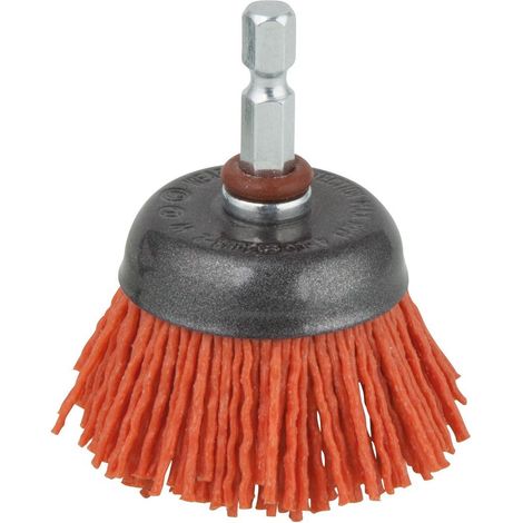 Cepillo de copa de alambre de nylon, agresivo, vástago hexagonal ø50 mm