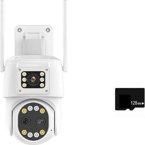 Caméra de sécurité à Domicile Caméra IP 4G avec Carte SIM 4K HD, PTZ, à Trois objectifs, Double écran 2K, sécurité, Suivi Automatique AI, Surveillance P2P(4K 4G Add 128G) (1/5)