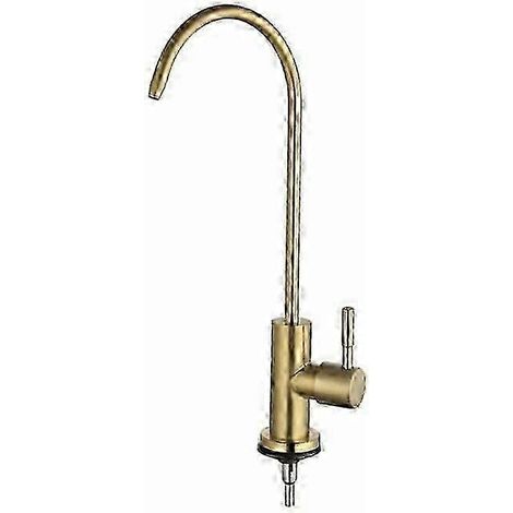 Grifo de cocina de acero inoxidable cepillado color oro con purificador de agua y caño recto. (1/5)