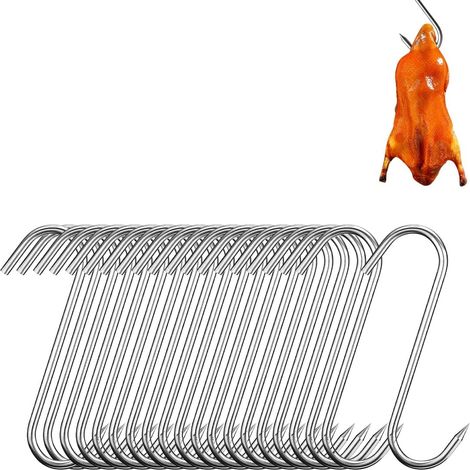 20 - Crochet De Boucher - Crochet S - Acier Inoxydable - Suspension Viande Et Poisson - Cuisine Et Jardin - Argent - 3kg