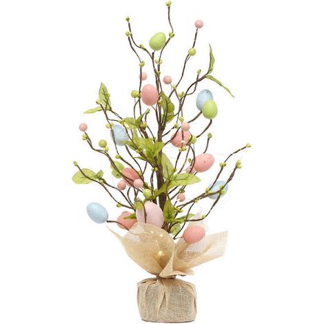 Pré, lit Pâques œuf sapin avec Burlap socle pile Powered Pâques Birch sapin avec éclairage LED lampe de table centre de table pour la maison table printemps décoration de fête,D (1/5)