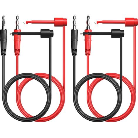 4 Stück 4 mm Bananenstecker-Testhaken-Clips, Messleitungen, weiche Kupferkabel für Multimeter, elektrische Tests, 500 V, 5 A (1/4)