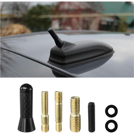Antenna per auto corta, antenna radio sostitutiva in alluminio da 1,37 pollici, kit antenna in fibra di carbonio con viti, antenna ricevente AM/FM montata sul tetto per la maggior parte delle auto e S