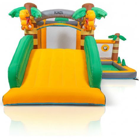 KiNDi DPZ007 Terrain de jeu gonflable avec toboggan 350x295x190 cm PVC, ventilateur 350W, pour 3 enfants, multicolore (1/5)