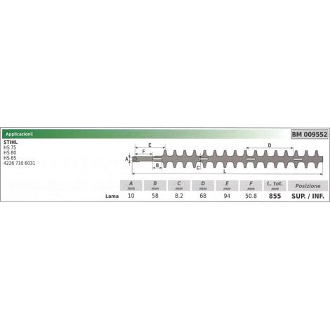 Lama superiore / inferiore STIHL tagliasiepe HS 74 75 80 85 009552