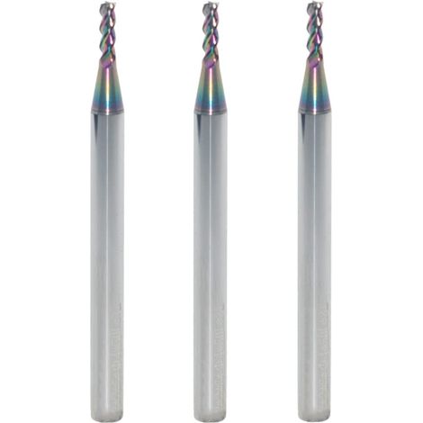 2 mm Vierkant-Schaftfräser aus Wolframkarbid für Aluminium- und Kupferanwendungen, 3 Schneiden, 50 mm Länge, 4 mm Schaft, DLC-Beschichtung, CNC-Schaftfräser (3 Stück)