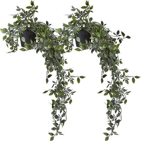 Juego de 2 plantas colgantes artificiales