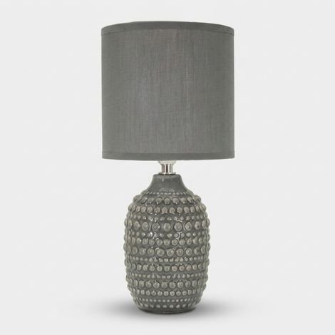 Lampada da comodino in ceramica e tessuto Points - Grigio