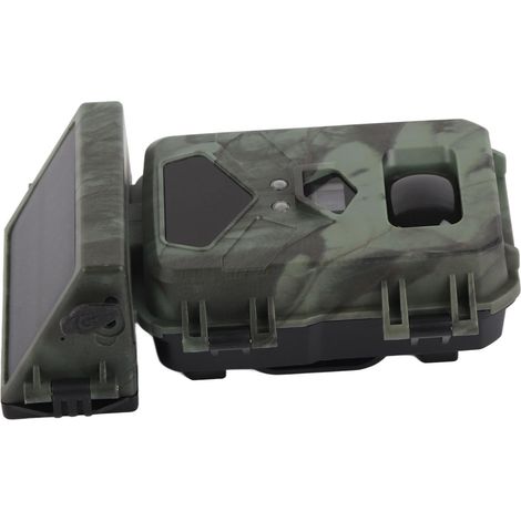 Caméra de chasse étanche HD à vision nocturne infrarouge, alimentée à l'énergie solaire, pour la surveillance de la faune sauvage en extérieur.