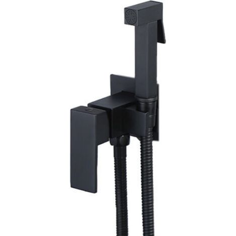 Badezimmer-Bidet-Duschkopf-Set, komplettes Badezimmer-Hygieneset mit Handbrause, Halterung und Dreiwegehahn, schwarz