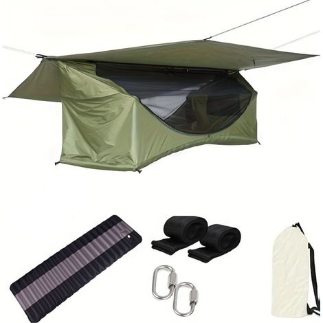 Hamac de camping individuel avec auvent, matelas gonflable, moustiquaire, berceau bébé léger, idéal pour camping, voyages, plage, randonnées, jardin, anti-moustiques