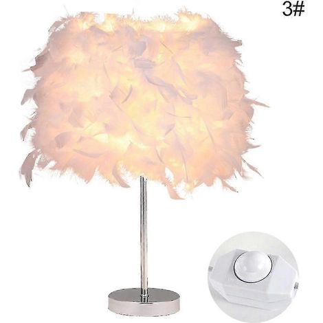 Lampe de chevet LED E27 Plume Romantique pour salon, chambre ou bureau (1/5)